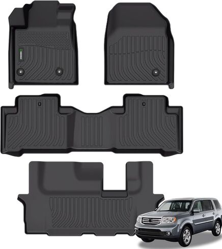 ANBINGO® Floor Mats Custom for Honda Pilot 7 Passenger 2016-2022, 2nd Row with Bucket Seat, Waterproof Car Mats All Weather Mats Guard Automotive Floor Liners Front& Rear& 3rd Row Full Set Black in Kuwait