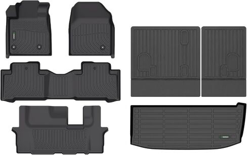 ANBINGO® Floor Mats Custom for Honda Pilot 7 Passenger 2016-2022, 2nd Row with Bucket Seat, Waterproof Car Mats All Weather Mats Guard Automotive Floor Liners Front& Rear& 3rd Row Full Set Black in Kuwait