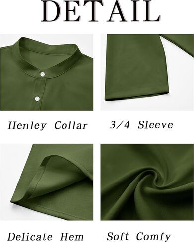 Runcati Mens Linen Henley Shirts Casual Lightweight 3/4 Sleeve Top Summer Beach Yoga Hippie T-Shirts in Kuwait