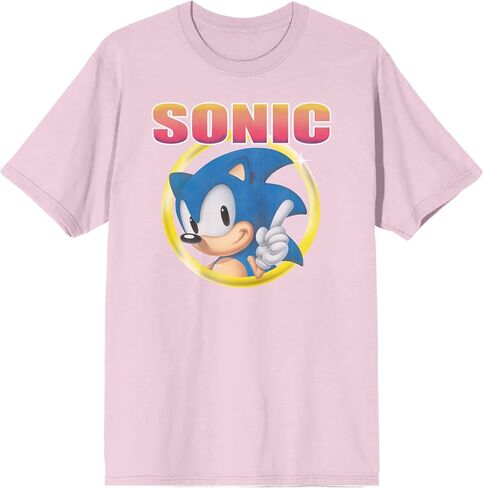 Sonic The Hedgehog Classic Character and Title Men's Navy Blue Graphic Tee in Kuwait