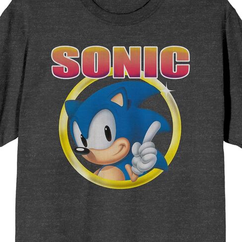 Sonic The Hedgehog Classic Character and Title Men's Navy Blue Graphic Tee in Kuwait