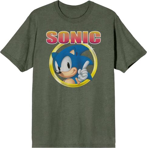 Sonic The Hedgehog Classic Character and Title Men's Navy Blue Graphic Tee in Kuwait