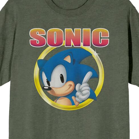 Sonic The Hedgehog Classic Character and Title Men's Navy Blue Graphic Tee in Kuwait