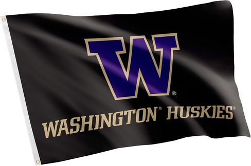 لافتات علم جامعة صبار الصحراء بواشنطن U of W UW Huskies Huskies أعلام هاسكي 100% بوليستر للاستخدام الداخلي والخارجي 3x5 (النمط A) in Kuwait