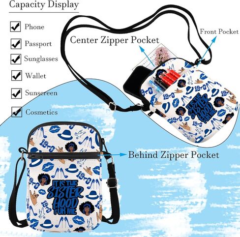 WCGXKO Sorority Gift 1920 Finer Woman Royal Blue & White Zipper Pouch Makeup Bag (FOR ME 1920 1) in Kuwait