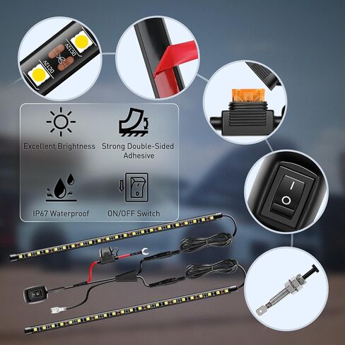 Nilight تحت غطاء محرك السيارة ضوء قطاع 30LED مقاوم للماء Underhood ضوء العمل مع تشغيل/إيقاف التبديل بليد فيوز محرك خليج إصلاح الضوء الأبيض 12 فولت لسيارة شاحنة SUV in Kuwait