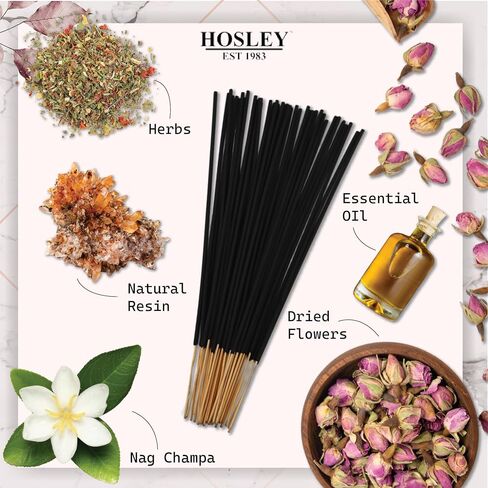 Hosley Serenity Patchouli Incense Sticks Essential Oils Infusion for Long-Lasting Aromatherapy Bliss Holistic Relaxation in Every Box Pack of 240 Incense Stick in Kuwait