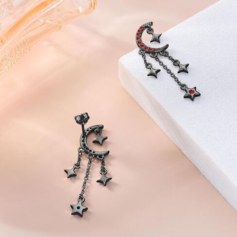 OHAYOO Moon Star Stud Earrings 925 Sterling Silver Crescent Moon Star Earrings with Sparkling CZ Moon Star Tassel EarringsEarrings in Kuwait