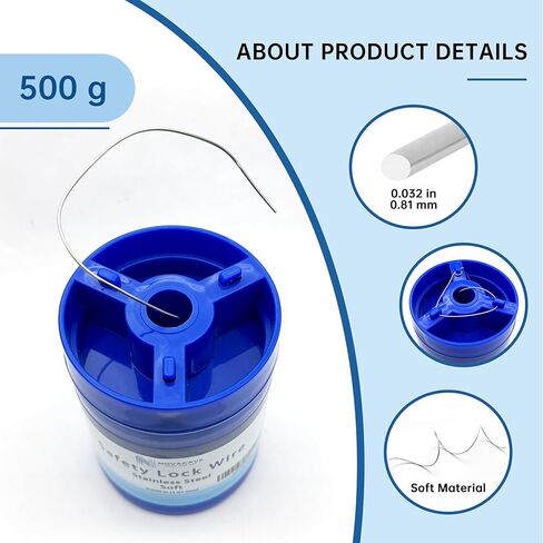 سلك قفل أمان من الفولاذ المقاوم للصدأ 304، 0.02 بوصة (0.51 مم)، علبة توزيع 1.2 رطل، 1013 قدم in Kuwait