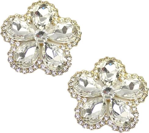 Rhinestone Crystal Shoe Clips Charm Decoration Clips for Shoes Metal Shoes Clip Accessories 1 Pair in Saudi Arabia