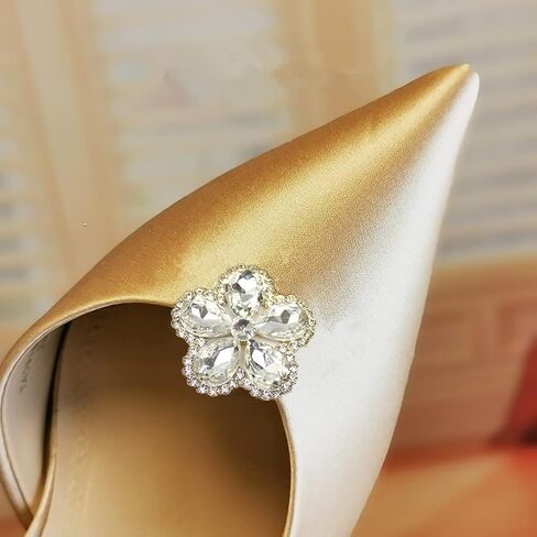 Rhinestone Crystal Shoe Clips Charm Decoration Clips for Shoes Metal Shoes Clip Accessories 1 Pair in Saudi Arabia