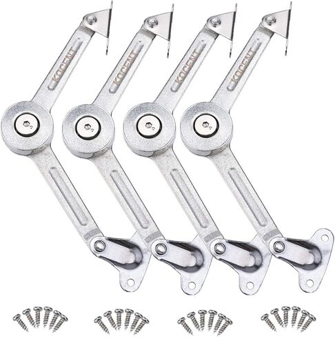 مفصلات دعم الغطاء، مفصلات تثبيت للغطاء شديدة التحمل، مفصلات دعم للغطاء قابلة للطي للخزانة أو الخزانة أو خزانة الملابس أو صندوق الألعاب، تنزلق لأسفل غطاء الغطاء دون تحطيم الأصابع، (40 رطل/110 درجة/2 قطعة) in Kuwait