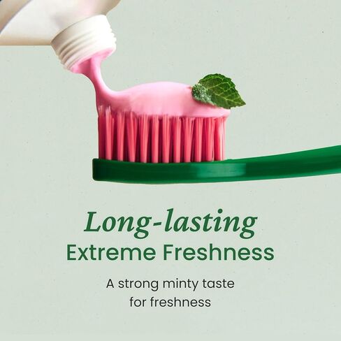 [Euthymol] Natural Flouride-Free Formula/Strong Mint Flavor for Fresh Breath, 3.7 oz | Classic Pink Toothpaste for Fresh Breath, Plaque & Tartar Remover | Travel Size Aluminum Recyclable Tube in Kuwait