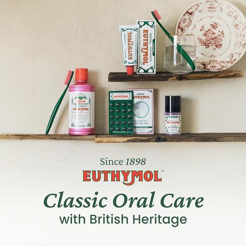 [Euthymol] Natural Flouride-Free Formula/Strong Mint Flavor for Fresh Breath, 3.7 oz | Classic Pink Toothpaste for Fresh Breath, Plaque & Tartar Remover | Travel Size Aluminum Recyclable Tube in Kuwait