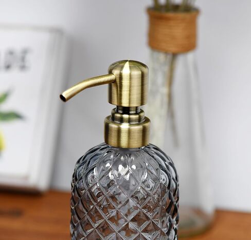 موزع صابون زجاجي سعة 16 أونصة مع مضخة ذهبية، موزع صابون سائل قابل لإعادة الملء للمطبخ والحمام (أزرق) in Kuwait