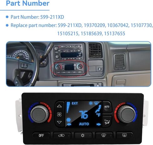 599-211XD Climate Control Module Compatible with 2003-2006 Chevrolet Silverado Avalanche Suburban Tahoe, G-MC Yukon Envoy Sierra, Cadillac Escalade A/C Heater Climate Control Panel Replace 10367041 in Kuwait