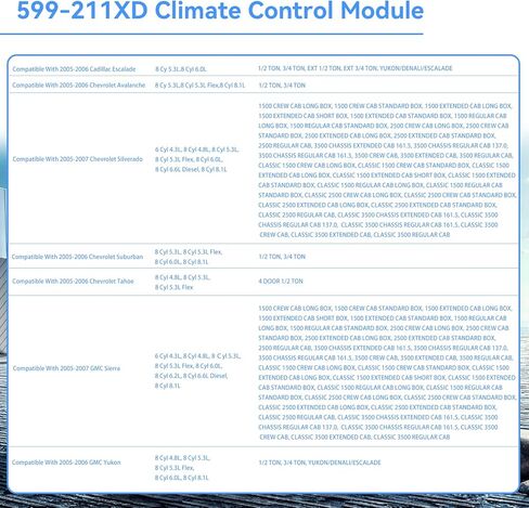599-211XD Climate Control Module Compatible with 2003-2006 Chevrolet Silverado Avalanche Suburban Tahoe, G-MC Yukon Envoy Sierra, Cadillac Escalade A/C Heater Climate Control Panel Replace 10367041 in Kuwait