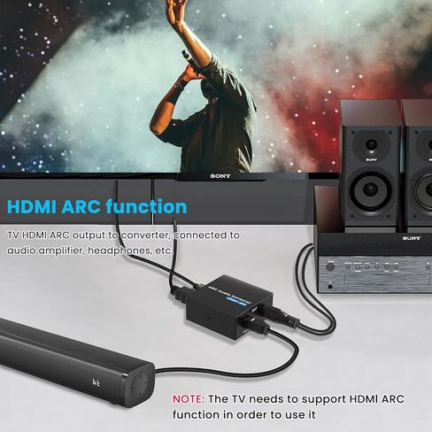 محول HDMI ARC، مستخرج صوت ARC مع TOSLINK SPDIF/محوري وتناظري رقمي 3.5 مم L/R ستيريو HDMI ARC إلى RCA محول صوت متوافق مع مكبر صوت HDTV in Kuwait