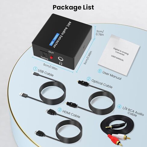 محول HDMI ARC، مستخرج صوت ARC مع TOSLINK SPDIF/محوري وتناظري رقمي 3.5 مم L/R ستيريو HDMI ARC إلى RCA محول صوت متوافق مع مكبر صوت HDTV in Kuwait