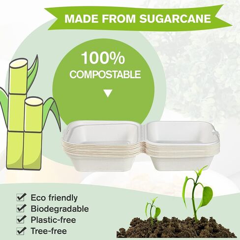 ECOLipak Clamshell Take Out Food Containers, 9 * 6 inch 75-Pack Disposable To Go Containers, To Go Boxes for Food Salad in Kuwait