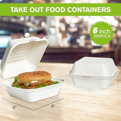 ECOLipak Clamshell Take Out Food Containers, 9 * 6 inch 75-Pack Disposable To Go Containers, To Go Boxes for Food Salad in Kuwait