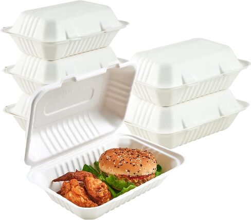 ECOLipak Clamshell Take Out Food Containers, 9 * 6 inch 75-Pack Disposable To Go Containers, To Go Boxes for Food Salad in Kuwait