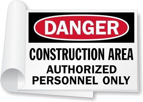 SmartSign (Pack of 5) 9 x 12 inch “Danger - Construction Area, Authorized Personnel Only" OSHA Sign, Screen Printed, 10 mil Polystyrene Plastic, Red/Black on White in Kuwait