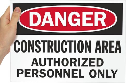 SmartSign (Pack of 5) 9 x 12 inch “Danger - Construction Area, Authorized Personnel Only" OSHA Sign, Screen Printed, 10 mil Polystyrene Plastic, Red/Black on White in Kuwait