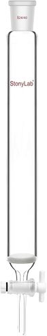 stonylab Chromatography Column, 1.5 inch Inner Diameter, 10 inch Effective Length, G2 Sintered Disc, 24/40 Ground Joint, High Borosilicate Glass for Laboratory Use in Kuwait