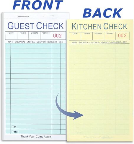XKDOUS 6 Pack Server Books, Server Note Pads, Guest Check Books for Servers, Waitress Notepads for Restaurants, 300 Orders Total in Kuwait