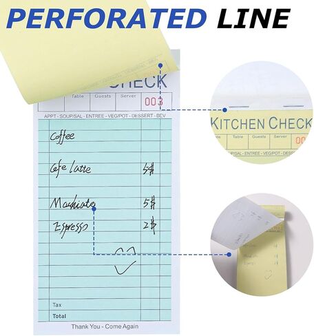 XKDOUS 6 Pack Server Books, Server Note Pads, Guest Check Books for Servers, Waitress Notepads for Restaurants, 300 Orders Total in Kuwait