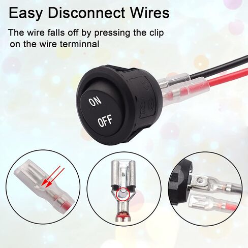 TWTADE 10Pcs Rocker Switch ON/Off SPST 2Pin Latching Toggle Switch Snap Round with Pre-Wired 6A/250V 10A/125V AC for Boat,Car etc.KCD1-X-Y in Kuwait