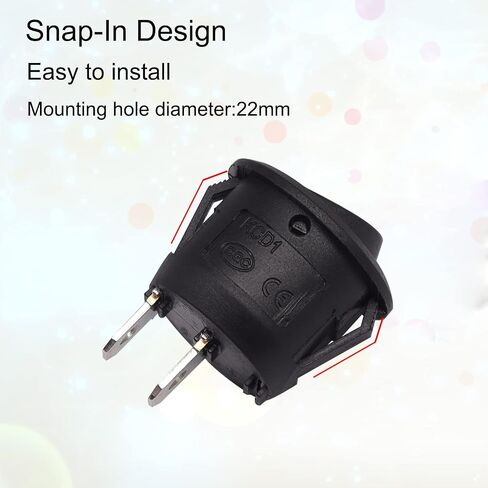TWTADE 10Pcs Rocker Switch ON/Off SPST 2Pin Latching Toggle Switch Snap Round with Pre-Wired 6A/250V 10A/125V AC for Boat,Car etc.KCD1-X-Y in Kuwait