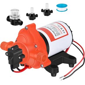 مضخة مياه DC 12V RV 3.5GPM 45PSI، 12 فولت عند الطلب مضخة ضغط مياه مع مفتاح ضغط، مضخة غشاء محمولة هادئة ذاتية التحضير لعربة RV، حديقة بحرية، قوارب اليخوت، الري، برميل المطر
