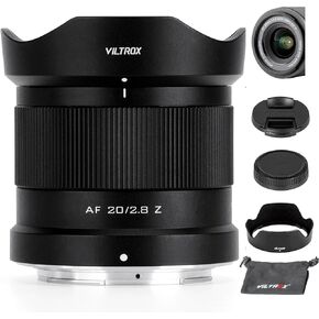 عدسة VILTROX 20 مم F2.8 f/2.8 Z-Mount، عدسات تركيز تلقائي بزاوية واسعة كاملة الإطار لكاميرات Nikon Z-Mount ZF Z8 Z9 Z6 Z7 Z6II Z7II Z5 Z5II ZFC Z30