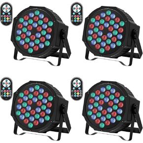 أضواء LED Par 36 أضواء LED للمسرح 7 أوضاع أضواء RGB DJ مع جهاز التحكم عن بعد المنشط بالصوت والتحكم DMX لإضاءة DJ Uplighting  لأحداث حفلات أعياد الميلاد وحفلات الزفاف وإضاءة مسرح عيد الميلاد (8 عبوات)