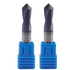 BestParts قطعتان من مثقاب البقع من الكربيد الصلب عالي الأداء - مطلي بـ AlTiN، 90 درجة، 2 فلوت، قطر عرقوب 3/8 بوصة، طول الناي 1 بوصة، الطول الإجمالي 2-1/2 بوصة