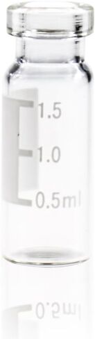 Autosampler Vial, Clear Chromatography Lab Vial, HPLC LC GC 1.5 ml Wide Opening Short Screw-Thread Sample Vial with Write-on Spot, Clear, 12x32 mm, 8-425 Top Type, 100 pcs/pk by ALWSCI in Kuwait