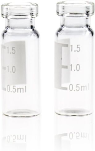 Autosampler Vial, Clear Chromatography Lab Vial, HPLC LC GC 1.5 ml Wide Opening Short Screw-Thread Sample Vial with Write-on Spot, Clear, 12x32 mm, 8-425 Top Type, 100 pcs/pk by ALWSCI in Kuwait