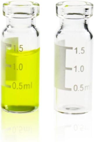 Autosampler Vial, Clear Chromatography Lab Vial, HPLC LC GC 1.5 ml Wide Opening Short Screw-Thread Sample Vial with Write-on Spot, Clear, 12x32 mm, 8-425 Top Type, 100 pcs/pk by ALWSCI in Kuwait