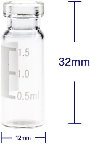 Autosampler Vial, Clear Chromatography Lab Vial, HPLC LC GC 1.5 ml Wide Opening Short Screw-Thread Sample Vial with Write-on Spot, Clear, 12x32 mm, 8-425 Top Type, 100 pcs/pk by ALWSCI in Kuwait