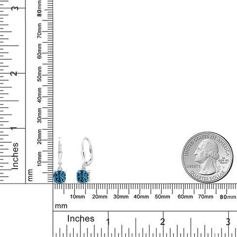 Gem Stone King 925 Sterling Silver Green Nano Emerald Dangle Earrings For Women (2.00 Cttw, Gemstone May Birthstone, Cushion 6MM) in Saudi Arabia