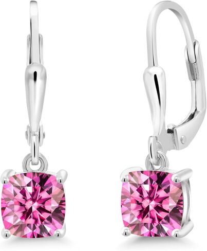 Gem Stone King 925 Sterling Silver Green Nano Emerald Dangle Earrings For Women (2.00 Cttw, Gemstone May Birthstone, Cushion 6MM) in Saudi Arabia