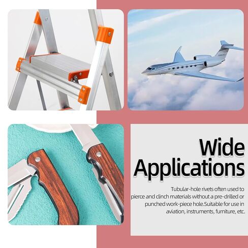 Hilitchi 390PCS M4 M5 M6 Aluminum Flat Head Semi-Tubular Rivets Assortment Kits Aluminum Round Flat Head Rivet Silver Round Semi Tubular Rivets for Craft Repairs Decoration in Kuwait