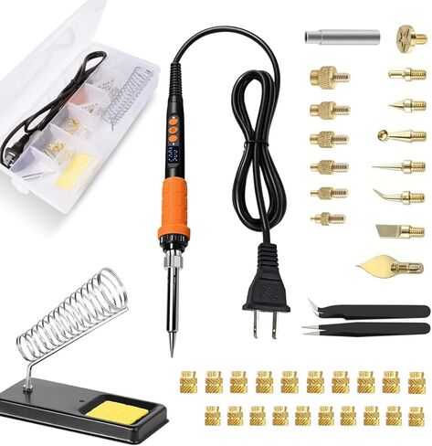 أداة إدخال مجموعة حرارة مكواة اللحام الرقمية بقدرة 90 وات مع أطراف لحام إضافية، ونصائح إدراج مجموعة الحرارة، وإدراج ملولب، وصواميل نحاسية لإدراج الحرارة in Kuwait