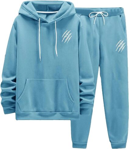 Men's 2 Piece Athletic Jogging Suits Long Sleeve Graphic Hoodies and Drawstring Drippy Jogger Sweatpants Set in Kuwait