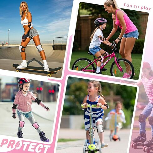 Kids/Youth/Adult Knee Pads Elbow Pads with Wrist Guards Protective Gear Set 6 Pack for Rollerblading Skateboard Cycling Skating Bike Scooter Riding Sports in Kuwait
