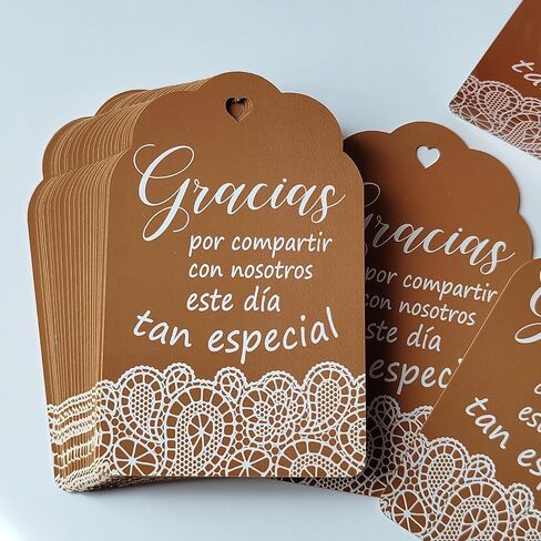 Handra 50pcs Gracias Gift Tags, Spanish Wedding Favor Tags, Thank You Tags, etiqueta de Regalo Gracias por compartir con nosotros este día tan Especial (White) in Kuwait