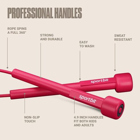 SPORTBIT Adjustable Jump Rope for Fitness - Jumping Rope for Women, Men. Skipping Rope for Workout, Boxing, Exercise. Speed Jump Rope for Adults in Kuwait