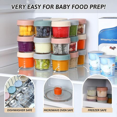 VITEVER 6 Pack Glass Baby Food Storage Containers - 4 oz Baby Food Storage Jars with Lids, Baby Food Maker, Microwave, Dishwasher & Freezer Safe in Kuwait